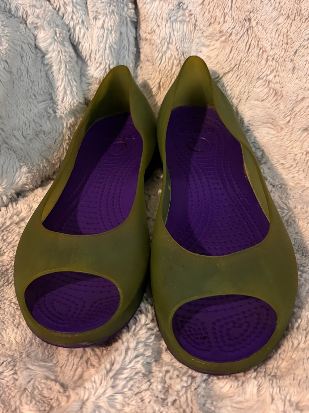 Crocs Purple & Green Mary Jane’s - Size 8